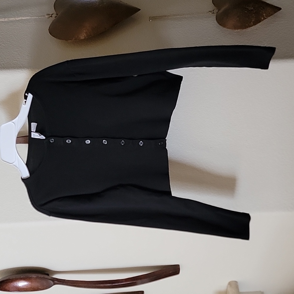 DIVIDED H&M Cropped 100% Cotton Long Sleeve Knit Button Down Top Black size L